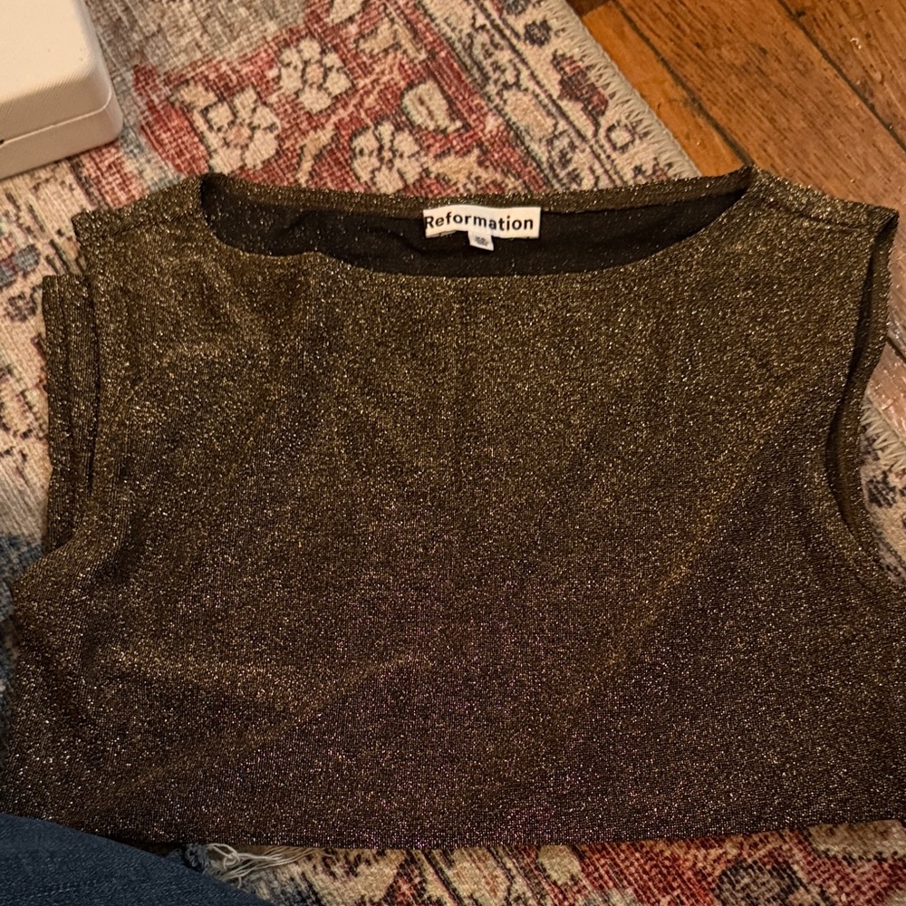 Reformation Shimmery Bronze Sleeveless Knit Tank